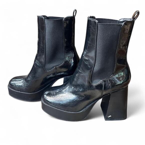 Black bratz style chunky heel ankle boot - Picture 3 of 8